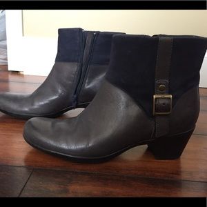 Clarks blue leather booties